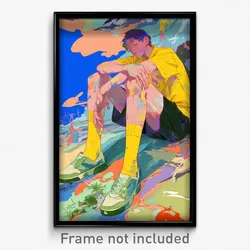 Art Poster - Man Feeling Lazy Wearing Outgoing Stirrup Legwear (Art Print)