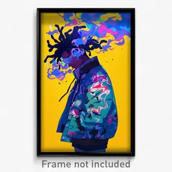 Art Poster - Boy Feeling Dread Wearing Cute Multicolored Jacket (Print)