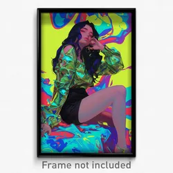 Art Poster - Woman Feeling Puzzled Wearing Metallic Lowleg (Art Print)