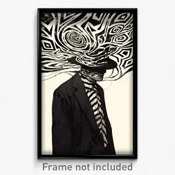 Art Poster - Man Feeling Carefree Wearing Black And White Hat (Print)