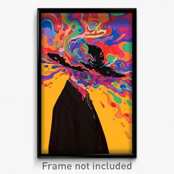 Anime Art Poster - Man Feeling Excitement, Delightful Black Headwear (Print)