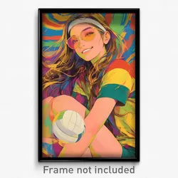 Art Poster - Girl Feeling Grinning, Heartfelt Volleyball Uniform (Art Print)