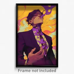 Anime Art Poster - Man Feeling Enchanted, Extra Large Purple Necktie (Print)