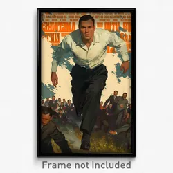 Russian Movie Poster - Man Feeling Dumbstruck, Delightful Shirt Overhang (Print)