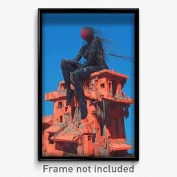 Art Poster - Frightening Rooftops (Psychedelic Trippy Weird 11x17 Cartoon Print)