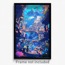 Art Poster - An Underwater City Teeming With Life, With Colorful Coral Reefs And