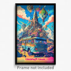 Russian Movie Poster - Wire Frame Campsite (Russia Retro Film Art Print)
