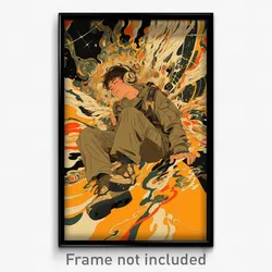 Movie Art Poster - Boy Feeling Panicked, Brown Yellow Wings (Retro Film Print)