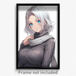 Anime Art Poster - Woman Feeling Reluctant, Extra Large Grey Neckerchief (Print)