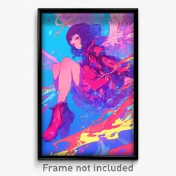 Anime Art Poster - Woman Feeling Amusement Wearing Precious Angel Wings (Print)