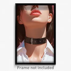 Art Poster - Woman Feeling Ambivalence Wearing Steel Black Choker (Art Print)