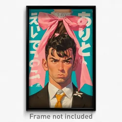 Japanese Movie Poster - Man Feeling Dislike, Famous Pink Bow (Japan Art Print)