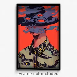 Art Poster - Boy Feeling Irritated Wearing Well Worn Frilled Hat (Art Print)