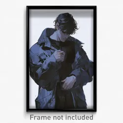 Anime Art Poster - Boy Feeling Strong Wearing Rundown Coat (Print)