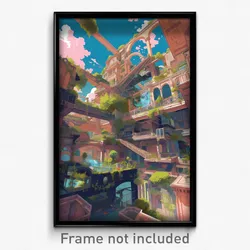 Art Poster - Detailed Safehouse (Psychedelic Trippy Weird 11x17 Print)