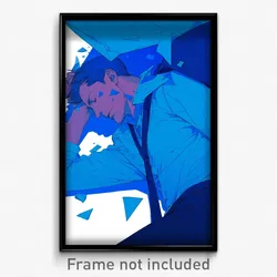Anime Art Poster - Man Feeling Persevering Wearing Gentle Blue Bag (Print)