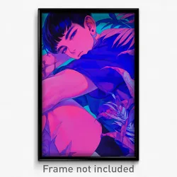 Anime Art Poster - Man Feeling Comfortable Wearing Violet Gym Shirt (Print)