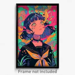 Art Poster - Girl Feeling Mixed Up Wearing Colorful Brown Sailor Collar (Print)