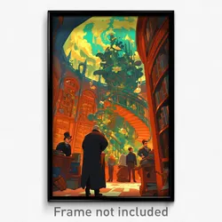 Art Poster - Villainous Book Store (Psychedelic Trippy Weird Cartoon Print)