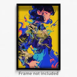 Anime Art Poster - Girl Feeling Moody Wearing Tremendous Blue Coat (Print)