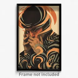 Movie Art Poster - Man Feeling Intrigued, Thick Colored Stripes (Film Print)