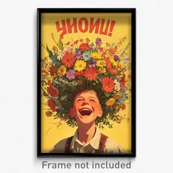 Russian Movie Poster - Boy Feeling Glee, Flowery Headpiece (Russia Art Print)
