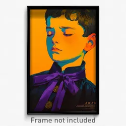 Russian Movie Poster - Boy Feeling Sorrow, Upbeat Purple Ribbon (Art Print)