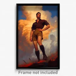 Art Poster - Man Feeling Pride Wearing Perfect Shiny Legwear (Art Print)