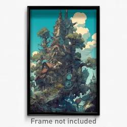 Art Poster - Detailed Slide (Psychedelic Trippy Weird 11x17 Cartoon Print)