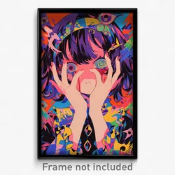Anime Art Poster - Girl Feeling Hatred, Blue Multicolored Hairband (Print)