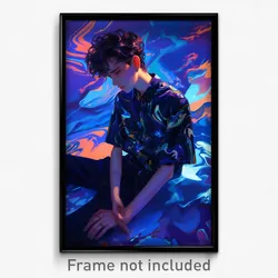 Art Poster - Boy Feeling Curiosity Wearing Wavy Denim (Art Print)