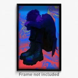 Anime Art Poster - Boy Feeling Depressed Wearing Sturdy Lace Up Boots (Print)