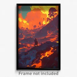Art Poster - Smoggy Lava Fields (Psychedelic Trippy Weird 11x17 Cartoon Print)