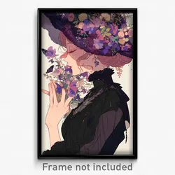 Anime Art Poster - Woman Feeling Mixed Up Wearing Astonishing Hat Flower (Print)