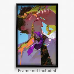 Art Poster - Boy Feeling Ambivalence Wearing Zesty Purple Necktie (Art Print)