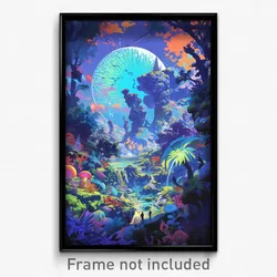 Art Poster - Glossy Aquarium (Psychedelic Trippy Weird 11x17 Cartoon Print)
