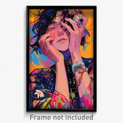 Art Poster - Boy Feeling Discontentment Wearing Warlike Flower Bracelet (Print)