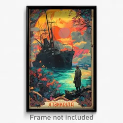 Russian Movie Poster - Gray Sea Wreck (Russia Psychedelic Art Retro Film Print)
