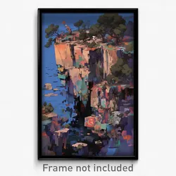 Art Poster - Humongous Cliff (Psychedelic Trippy Weird 11x17 Cartoon Print)