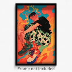 Art Poster - Boy Feeling Scorn Wearing Warm Polka Dot Legwear (Art Print)