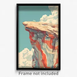 Art Poster - Whimsical Cliff (Psychedelic Trippy Weird 11x17 Cartoon Print)