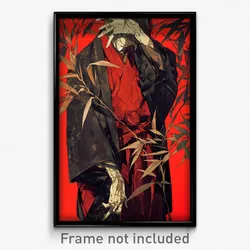 Anime Art Poster - Man Feeling Sullenness Wearing Academic Red Hakama (Print)