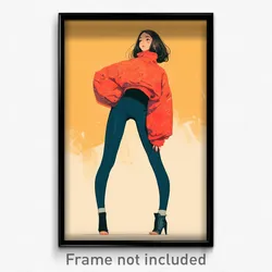 Anime Art Poster - Woman Feeling Shocked Wearing Beautiful Leggings (Print)