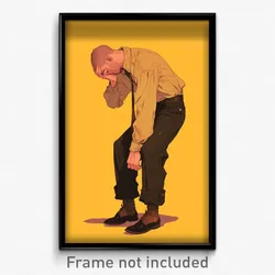 Art Poster - Man Feeling Disgruntled Wearing Yellow Black Pants (Art Print)