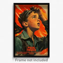 Russian Movie Poster - Boy Feeling Panicked, Astonishing Bandana (Art Print)