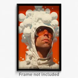 Movie Art Poster - Man Feeling Shame, Bubbly White Headwear (Retro Film Print)