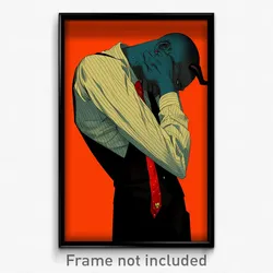 Art Poster - Man Feeling Guilt Wearing Homely Horn Ribbon (Art Print)
