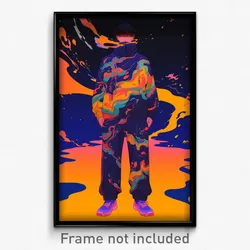 Anime Art Poster - Man Feeling Agitation Wearing Simple Track Suit (Print)