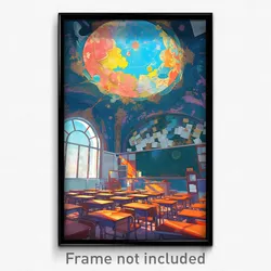 Art Poster - Majestic Classroom (Psychedelic Trippy Weird 11x17 Cartoon Print)