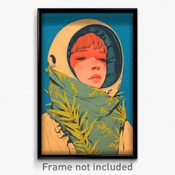 Movie Art Poster - Woman Feeling Modesty, Webbed Green Scarf (Retro Film Print)